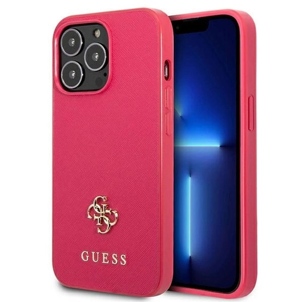Guess GUHCP13LPS4MF iPhone 13 Pro / 13 6,1" pink hardcase Saffiano 4G Small Metal Logo Schutzhülle