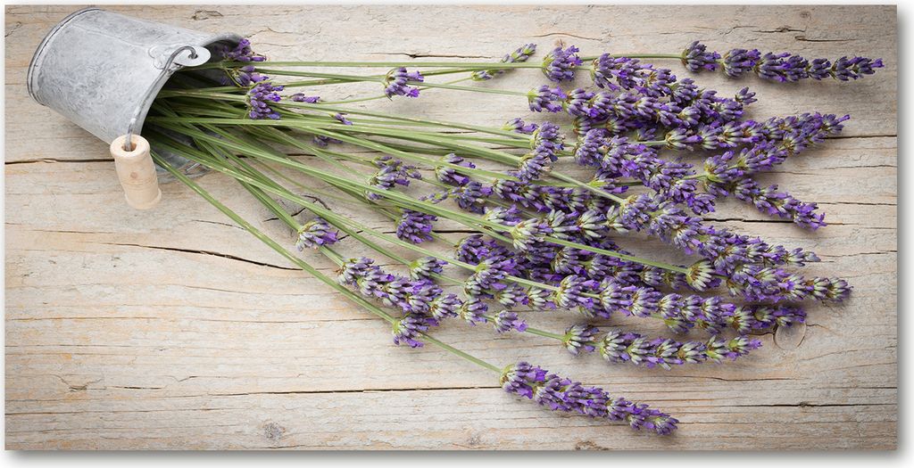 Tulup Glas-Bild -140x70- Wandkunst Dekorative Wand für Küche & Wohnzimmer - Blumen & Pflanzen - Lavendel in Topf - Lila