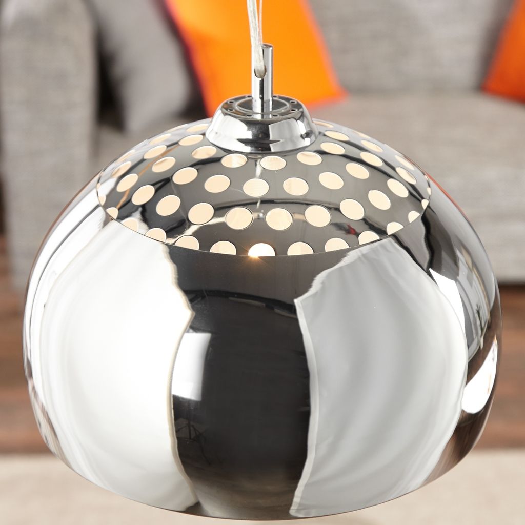 cagü: Design Retro Lounge Hängelampe GLOBUS Chrom 34cm Ø