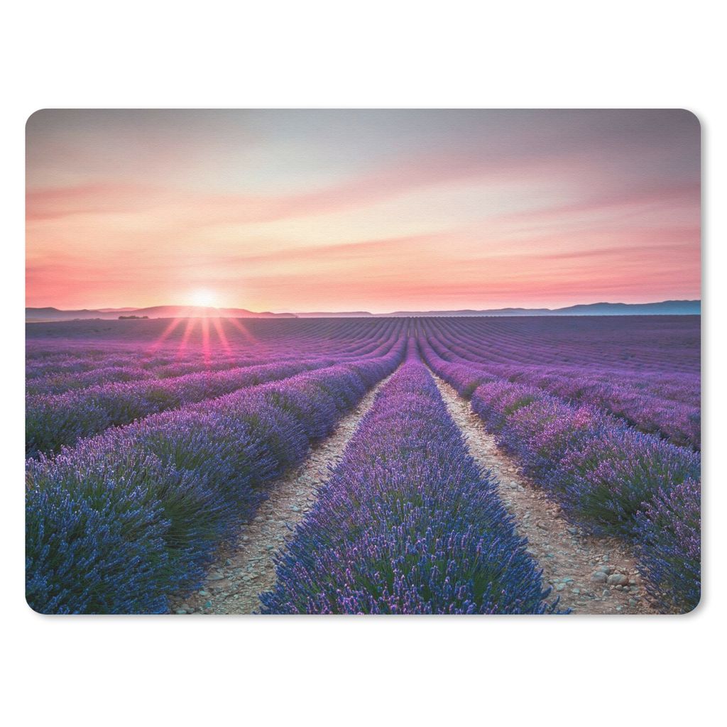 MuchoWow Mauspad Mousepad Lavendel - Lila - Blumen - Himmel 40x30 cm - Mousepads - Maus Mat - Pad - Mausunterlage - Anti Rutsch