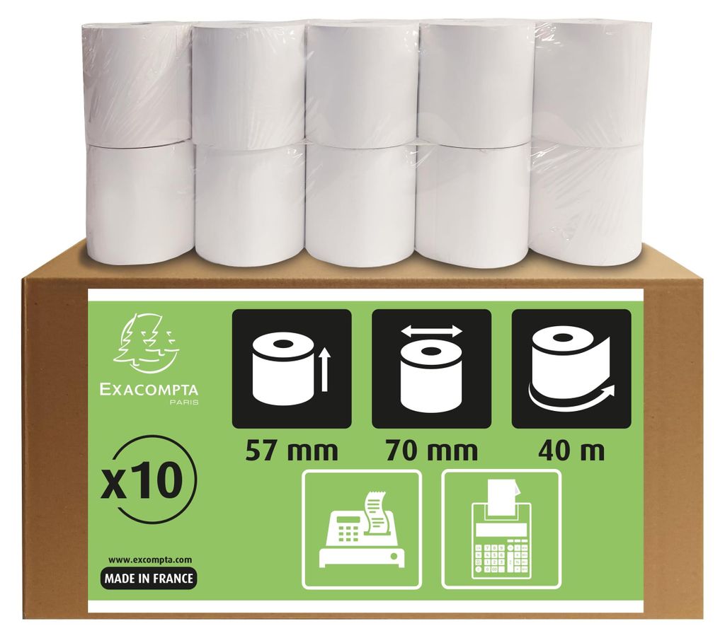 Exacompta 5770120V 10er Pack Kassenrollen, 1-lagig Produktbild 