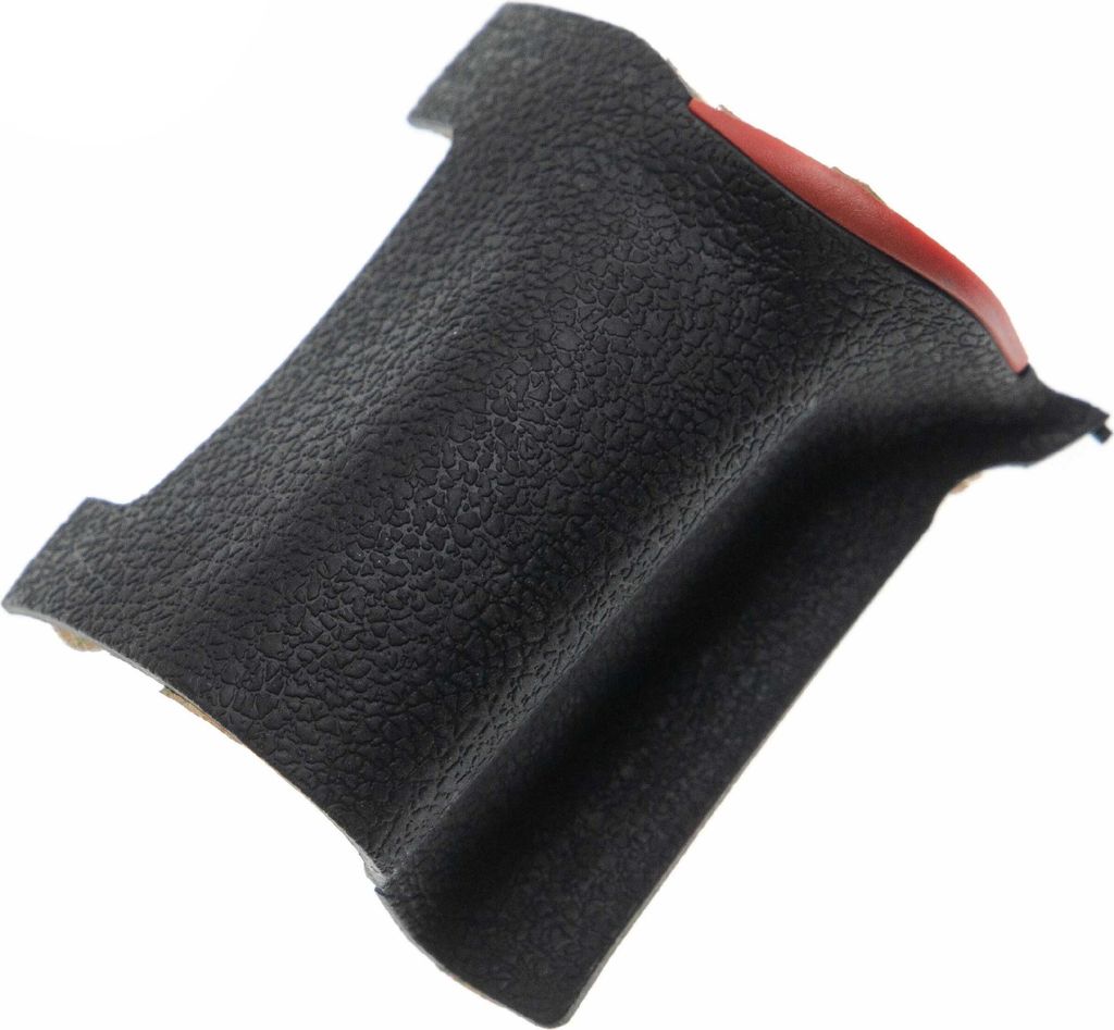 vhbw Ersatz Griffgummi kompatibel mit Nikon D750 Kamera, DSLR - Selbstklebende Abdeckung für vorderen Griff Rot Schwarz