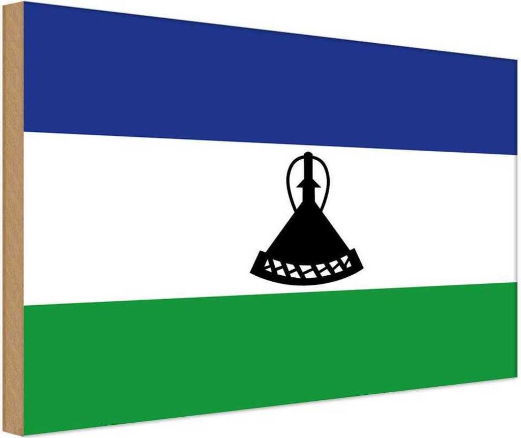 vianmo Holzschild 12x18 cm Lesothos Lesotho Flagge Fahne Wappen