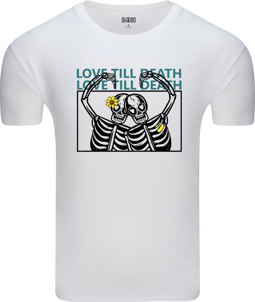 Diarbo Herren T-Shirt mit klassischem Druck Liebe bis zum Tod Weiß Gr.XS