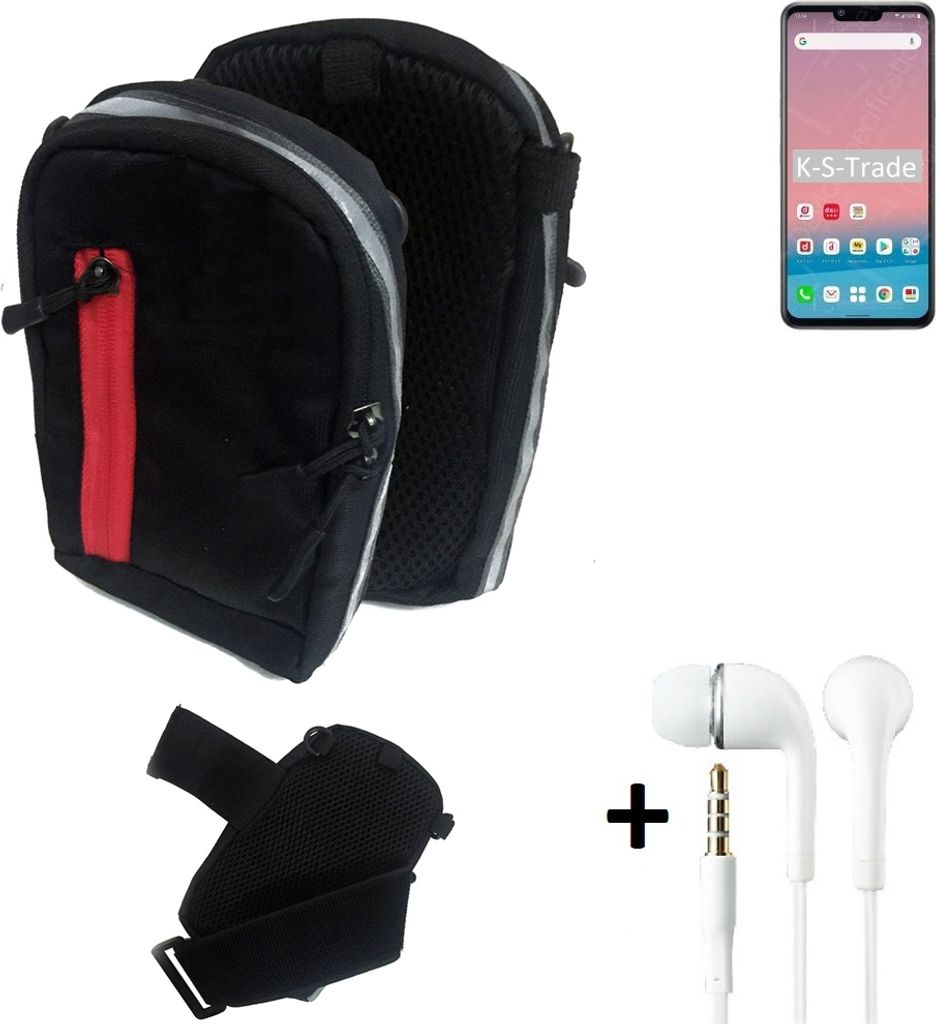 K-S-Trade Outdoor Gürteltasche Holster Umhängetasche + Kopfhörer kompatibel mit LG Electronics Style3 schwarz Handy Tasche Case travelbag