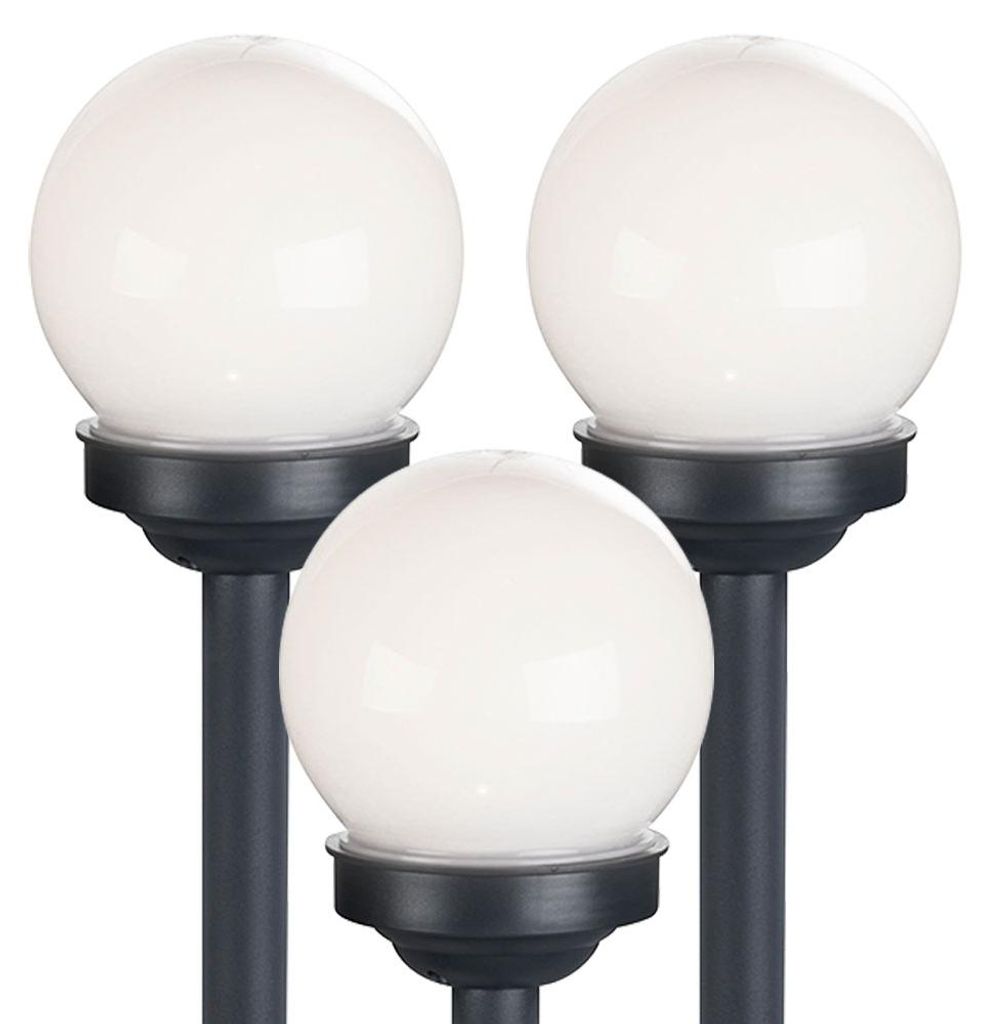 3er Set LED Solarkugel weiß, Erdspieß, DxH 10x38 cm Produktbild 