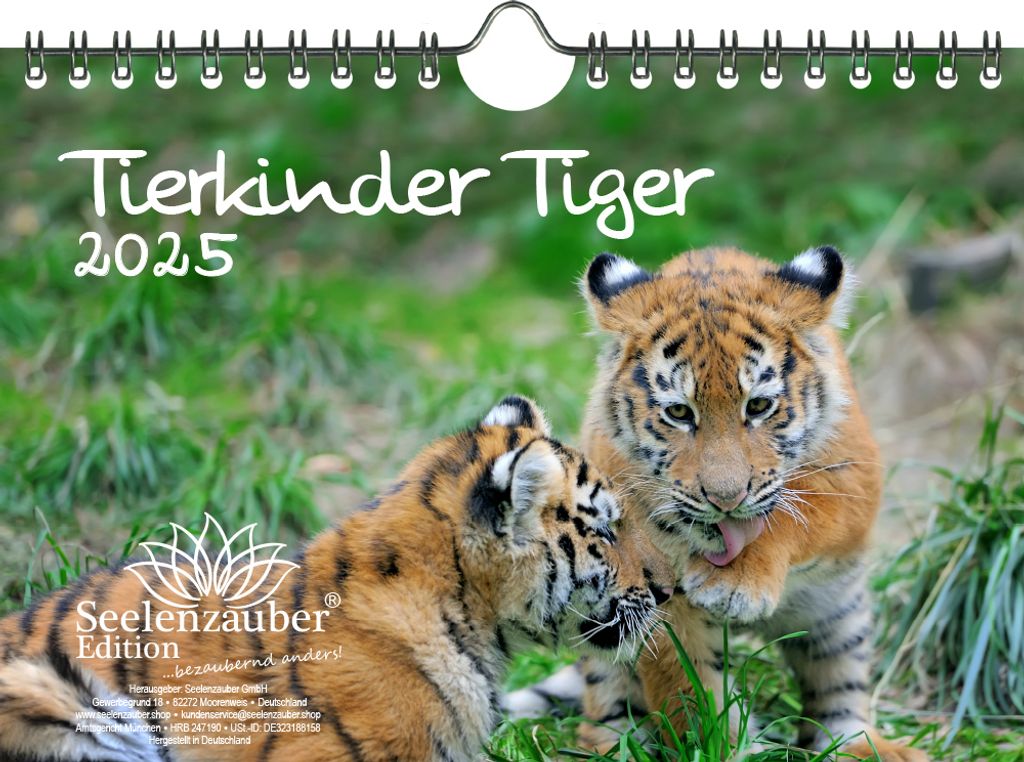 Tierkinder Tiger DIN A5 Kalender für 2025 Tiger - Seelenzauber