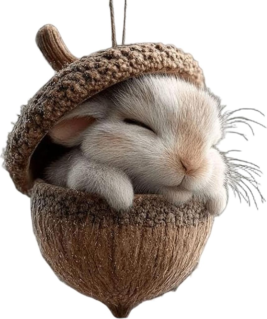 Waldtier-Eichel-Ornamente aus Acryl, niedliche Weihnachtsbäume zum Aufhängen, rustikale Heimdekoration, Weihnachtsgeschenk für Tierliebhaber