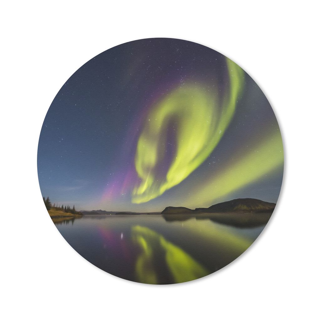 MuchoWow Mauspad Mousepad Nordlichter - Schweden - Lila - Wasser - Grün 20x20 cm - Mousepads - Maus Mat - Pad - Mausunterlage - Schreibtischmatte