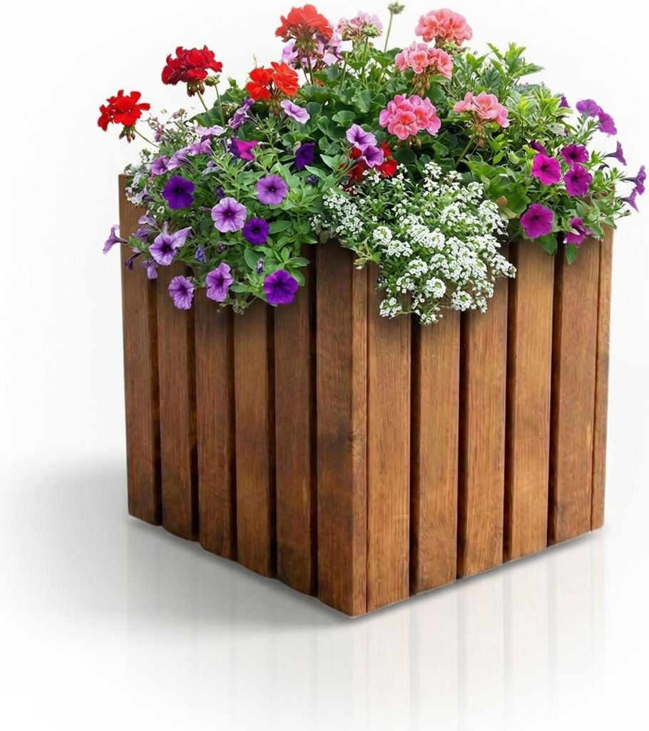Pflanzkübel Holz massiv TAVO35 34x37x35 cm - Wetterfester Produktbild 