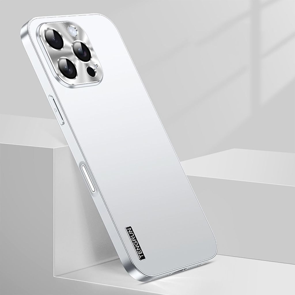 Für Apple iPhone 16 Pro Max Feinmattes Metall Design Optik Handy Hülle Case Tasche Silber