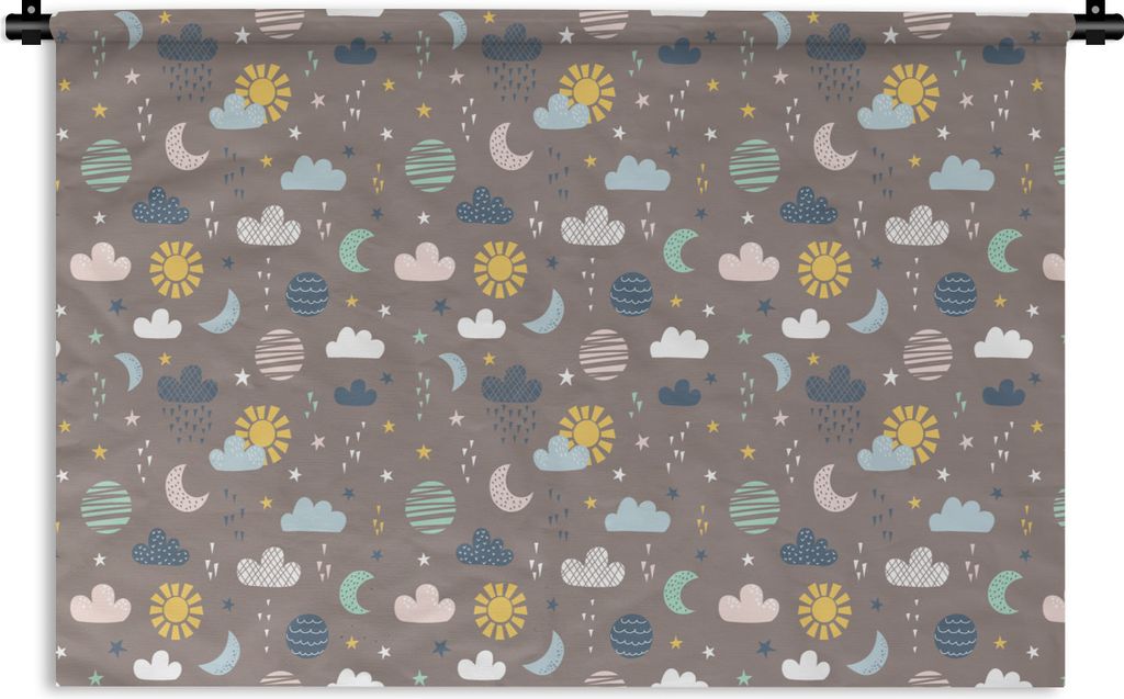 MuchoWow Wandteppich Wandbehang Wolken - Sonne - Design 120x80 cm Tapisserie Dekoration Wandtuch - Wanddekorationen - Wandtücher