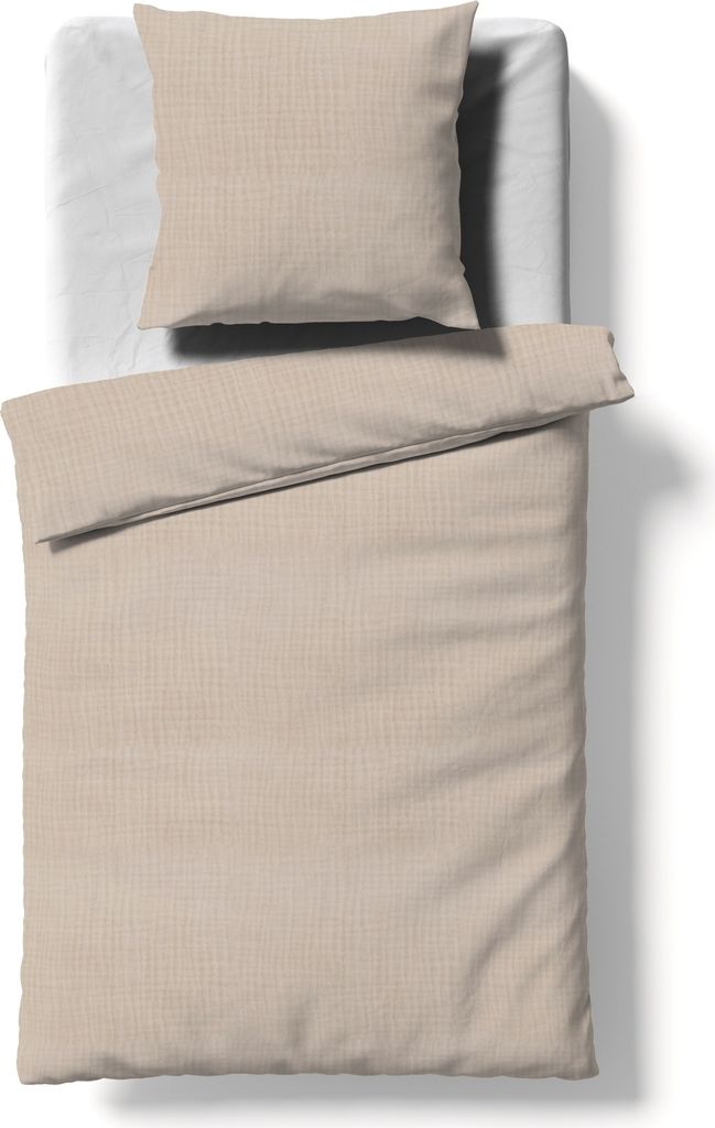 Fleuresse Musselin Bettwäsche 155x220 Faro porzellan sand uni 614446-9050