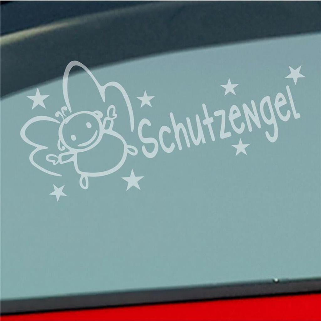 Auto Aufkleber Schutzengel Fahrt Schutz Engel Angel Guard 15x7 cm Milchglas Sticker Heckscheibenaufkleber