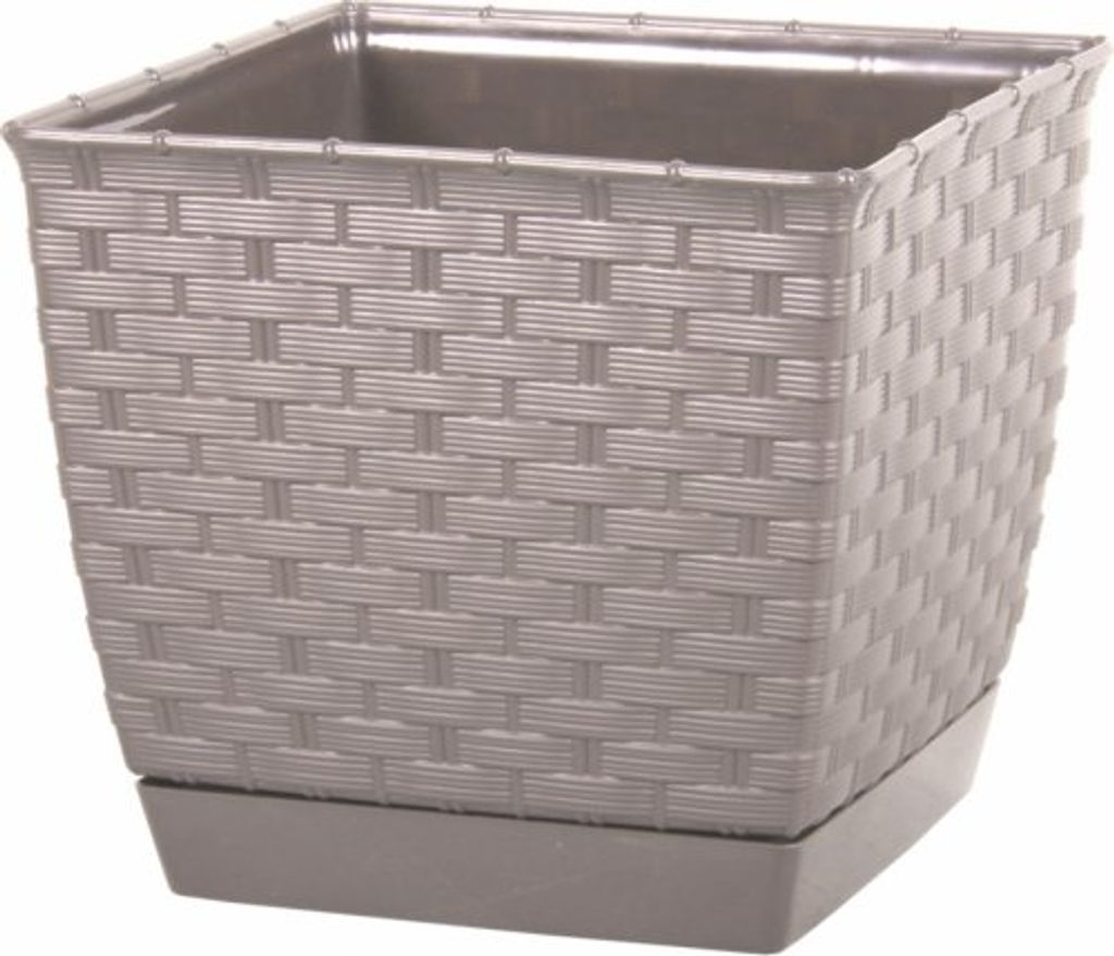 doniczka RATOLLA SQUARE 25x25x22cm BEŻOWA (7529U) z miską Zdjęcie produktu 