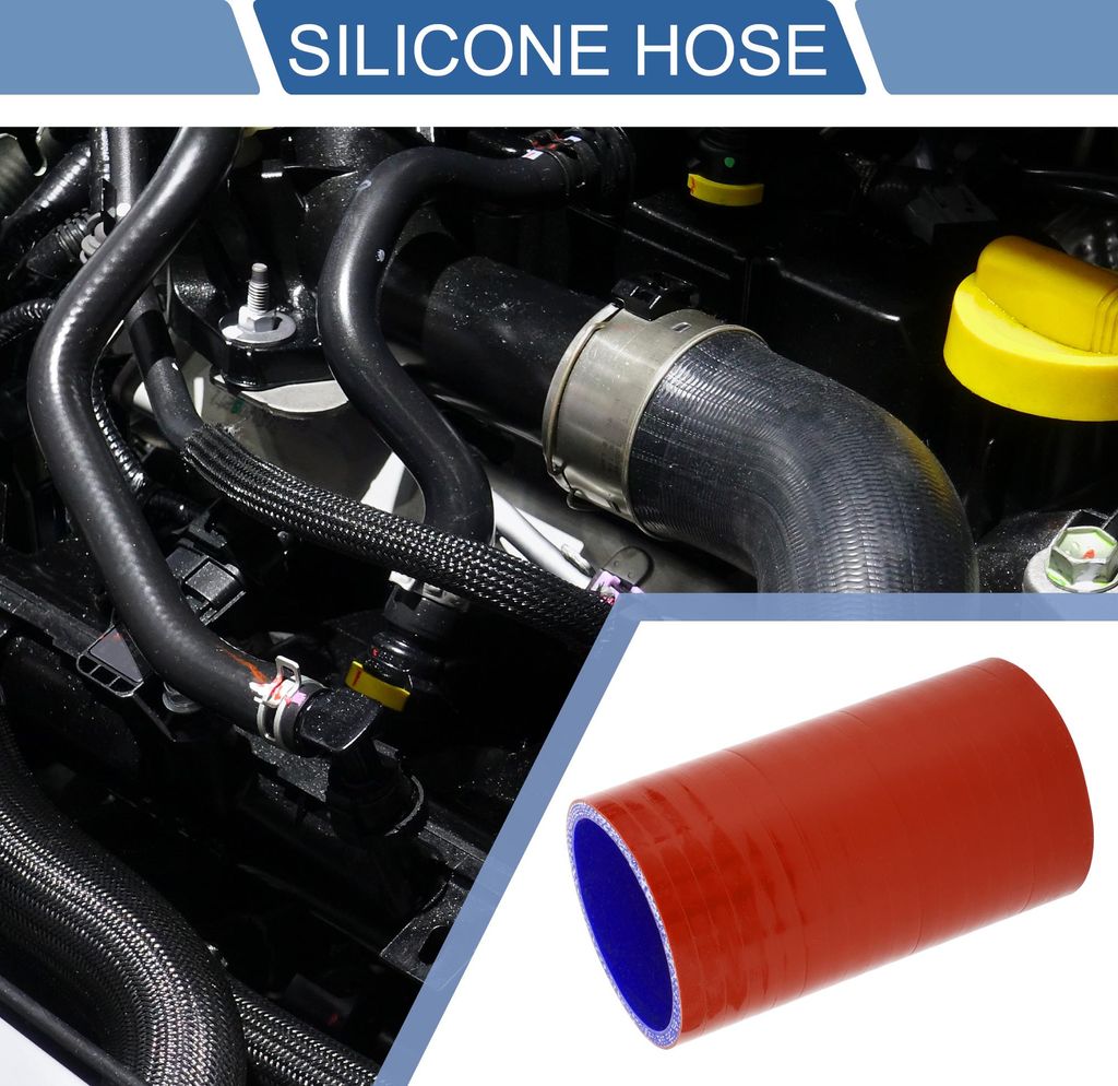 1 Stück 60mm/2,36" ID 127mm/5" Länge 0 Grad Rot Blau Auto Silikonschlauch Kühlmittelschlauch Universal