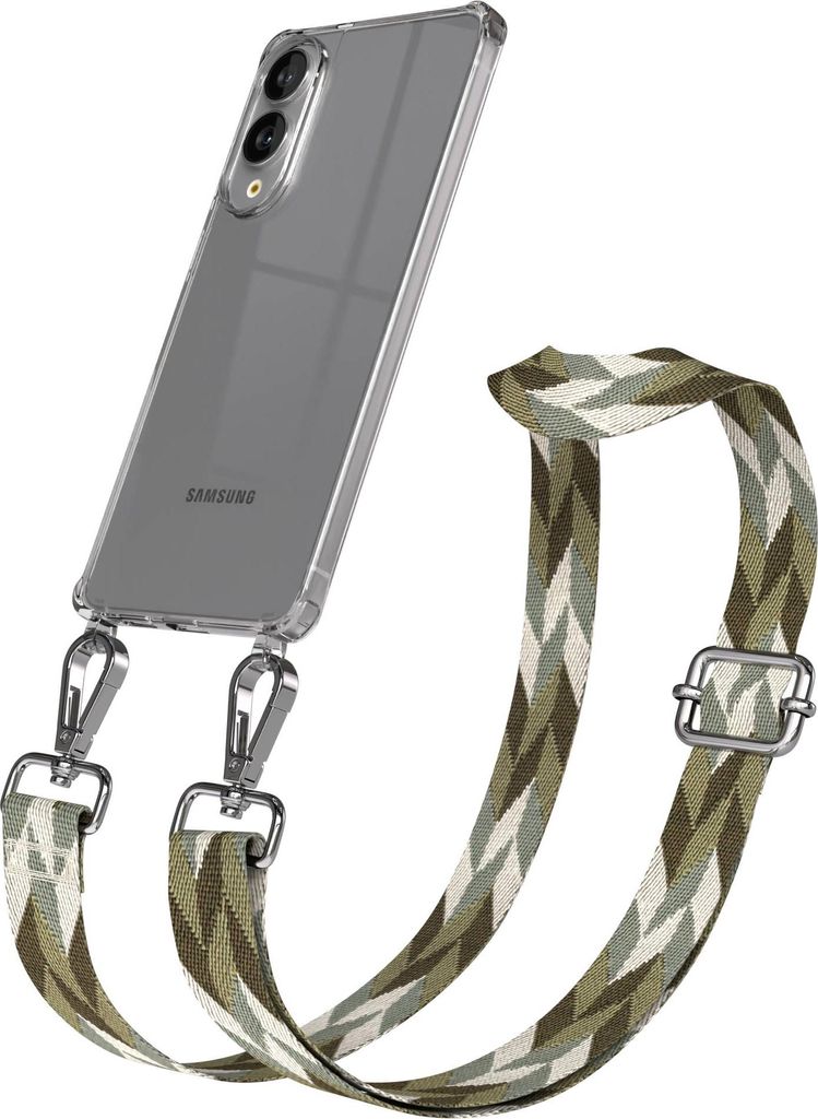 EAZY CASE Handykette - Verstellbarer Trageriemen kompatibel mit Samsung Galaxy S25 Edge, Handykordel mit transparenter Silikon-Hülle, Karabiner Si...
