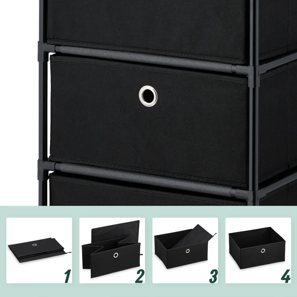 Commode aspect bois avec tiroirs tissu - Solution rangement gain de place - 5