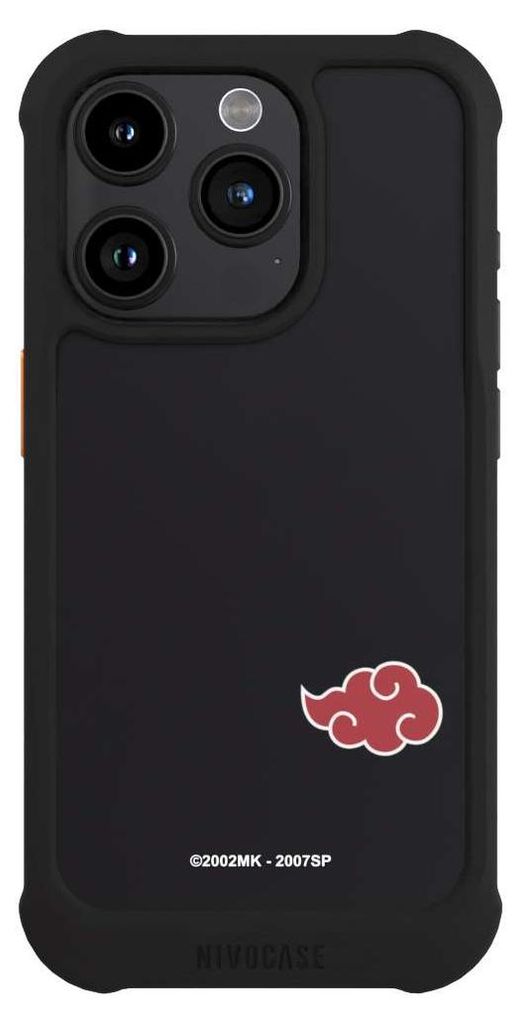 NIVOCASE Hülle für Apple iPhone 15 Pro Stoßfeste Handyhülle NIVOmax Case Schwarz Naruto Shippuden Offizielles Lizenzprodukt Akatsuki