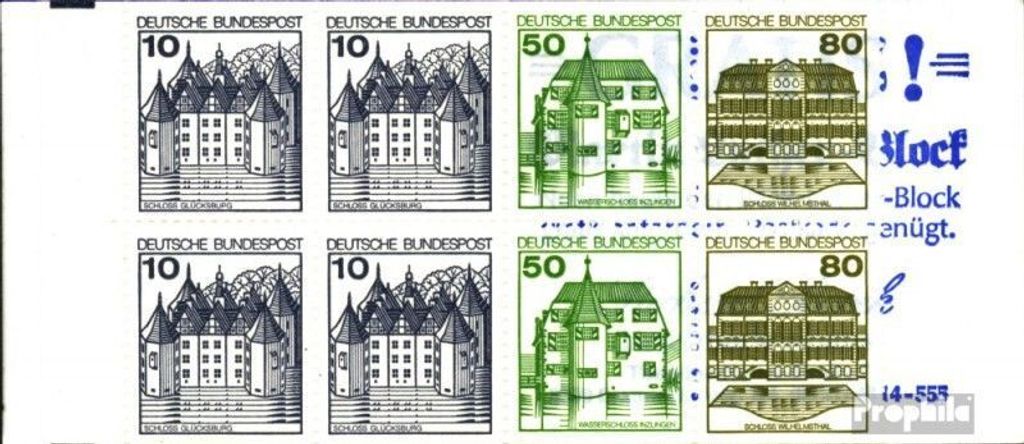 Briefmarken BRD (BR.Deutschland) 1984 Mi MH24h (kompl.Ausg.) postfrisch Burgen und Schlösser