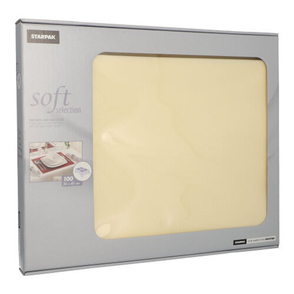 Papstar Tischsets, stoffähnlich, Vlies "soft selection" 30 cm x 40 cm creme, 6 x 100 Stück