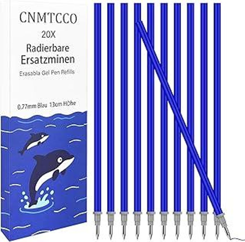 CNMTCCO 20x Ersatzminen Blau - Kompatibel Mit Legami Stifte - Spitze 0,7mm,Höhe 13 cm, Radierbare Tintenrolle