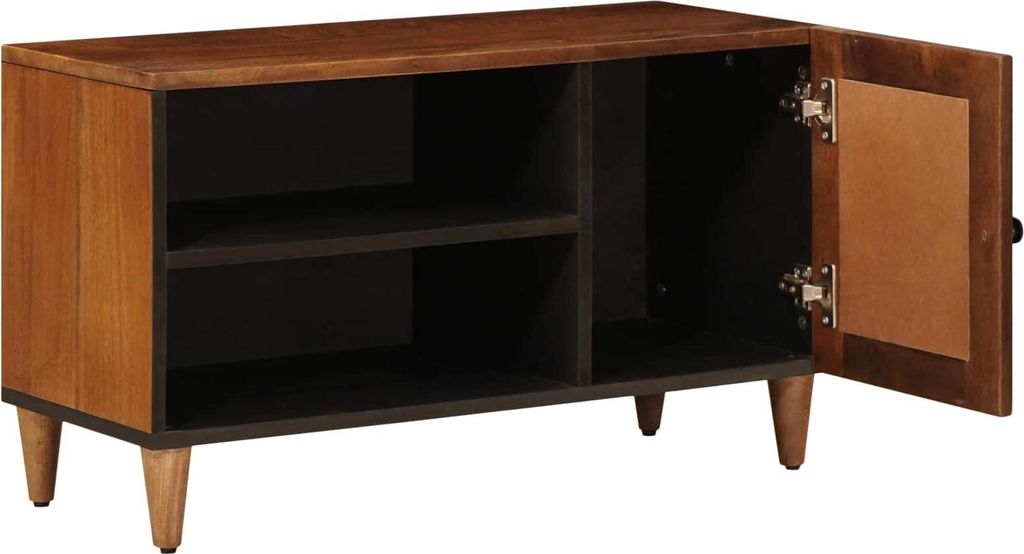 vidaXL TV-Schränk mit Tür Walnuss 80 x 33 x 46 cm Massivholz Mango