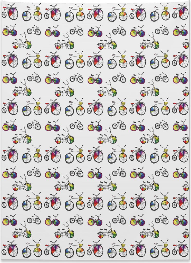 Abakuhaus Fahrrad Wandteppich, Penny-Farthing Tandem aus Weiches Mikrofaser Stoff Kein Verblassen Klare Farben Waschbar, 110 x 150 cm, Mehrfarbig