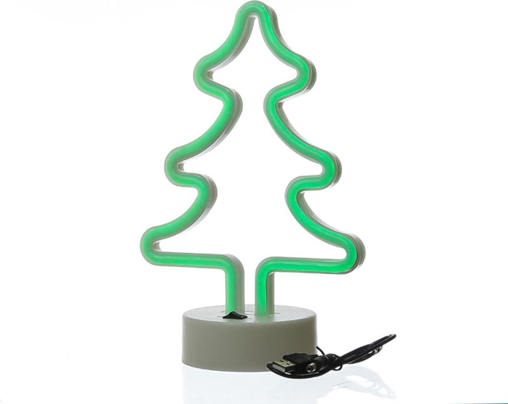 LED NEON Figur TANNENBAUM - Neonlicht - H: 27cm - Batterie oder USB Betrieb - grün