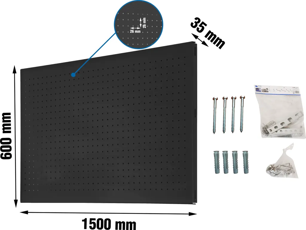 Support d'outillage métallique PANELCLICK 1500x600 mm et kit 22 pinces