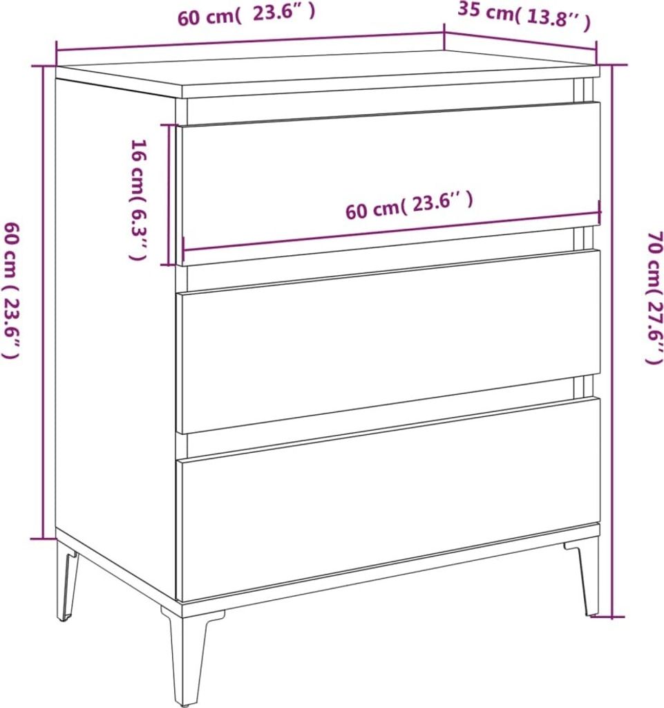 vidaXL Kredens biały wysoki połysk 60x35x70 cm materiał Zdjęcie produktu 8