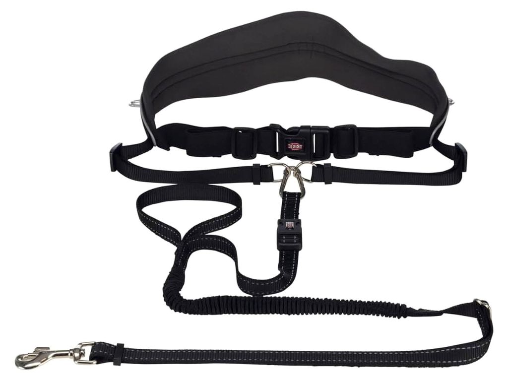 Joggingleine für Hunde mit Bauchgurt M-L, 1,10–1,50 m 20 mm in schwarz/grafit