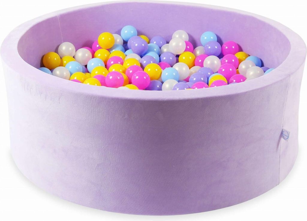 Trockenbecken 110x40 Velvet Soft Purple mit 500 Bällen: Rosa, Heidekraut, Gelb, Hellblau, Opaleszierend