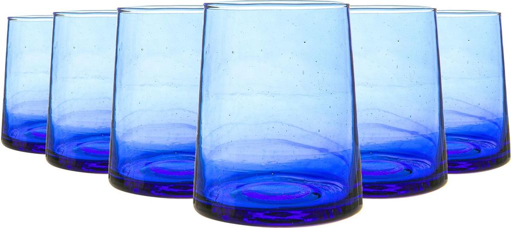 Nicola Spring 6 Stück Merzouga Recycled Tumbler Gläser Set - Trinkglas - 260ml - Blau