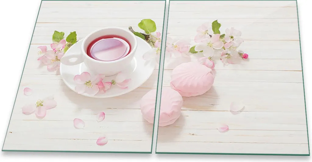 Set 2 Coprifornelli Universali 2x40x52 Vetro Ceramica Rose Rosa