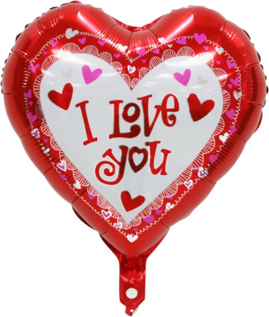 Folienballon Herz 45 cm, I love you rot weiß Produktbild 