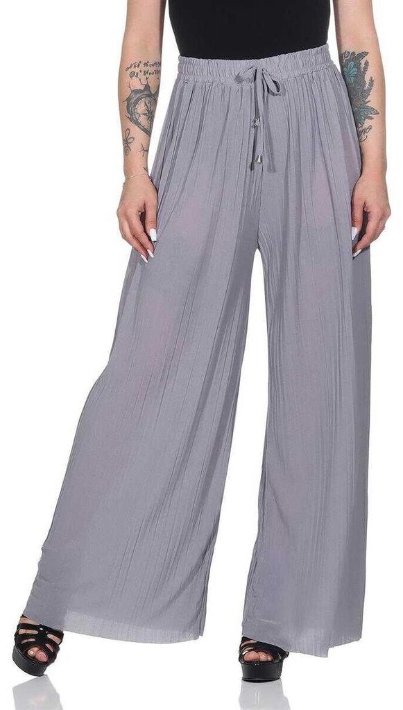 Damen Sommer Chiffon Hose Sommer Strandhose Lässig Grau Produktbild 