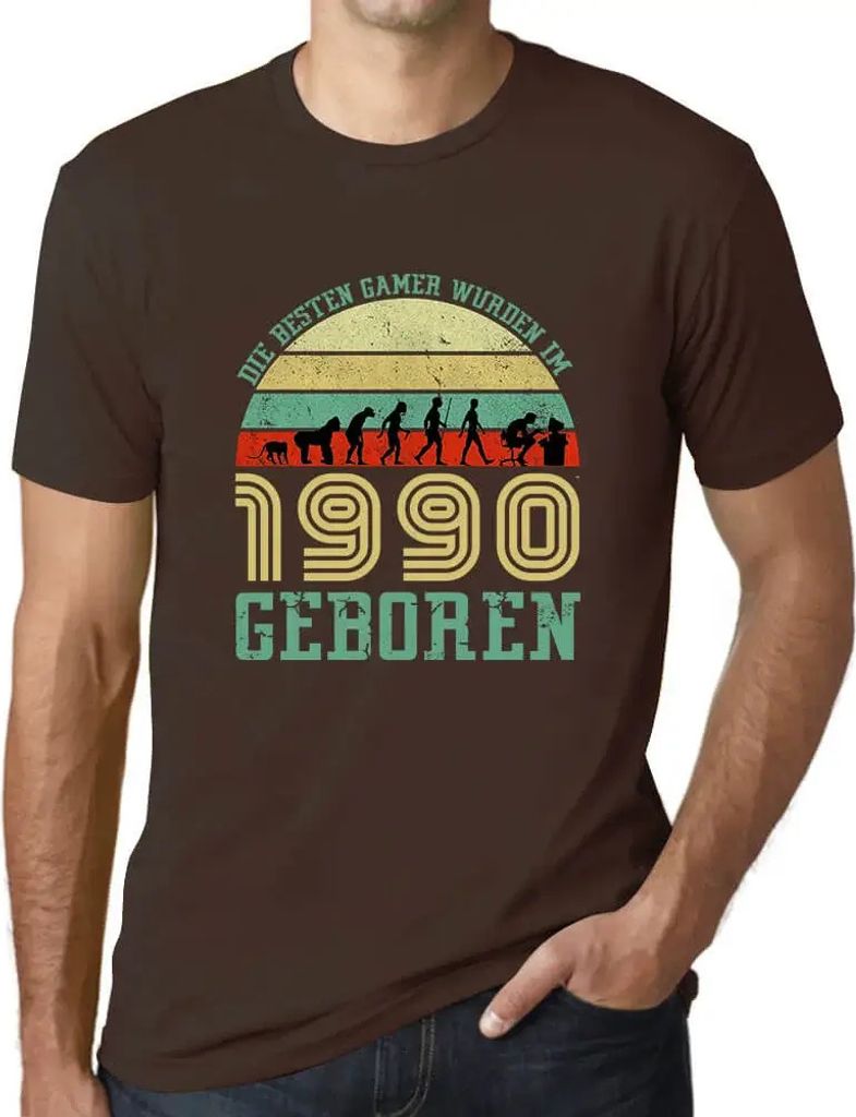 Herren Grafik T-Shirt Die Besten Gamer Geboren Öko-Verantwortlich Vintage Jahrgang Kurzarm Lustige Druck Geburtstag Geschenk Mann