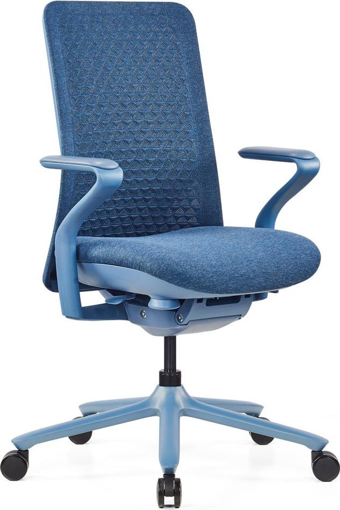 hjh OFFICE High End Bürostuhl VERVIO Ergonomischer Schreibtischstuhl mit Armlehnen Stoff / Netzstoff Blau Drehstuhl für Büro, Zuhause