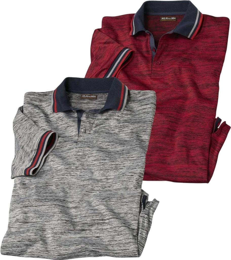 Atlas For Men - Poloshirt für Herren (2er-Pack) AF1930 (M) (Hellgrau/Rot)