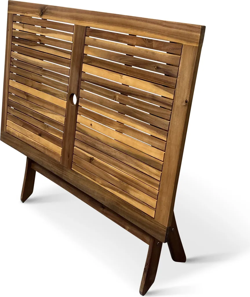 Table pliante bois acacia Mandy 120x70cm résistante aux intempéries - 4