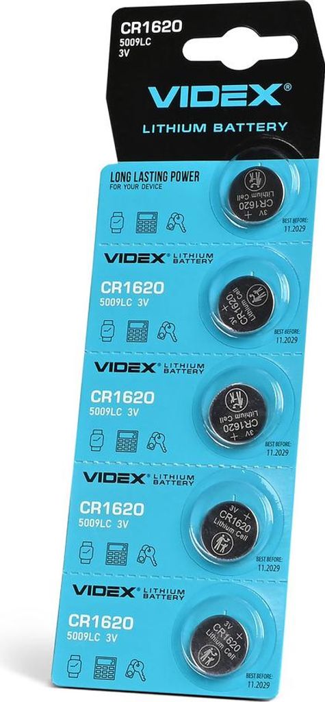 VIDEX CR1620 Baterie litowe, opakowanie zawierające 5 sztuk Zdjęcie produktu 
