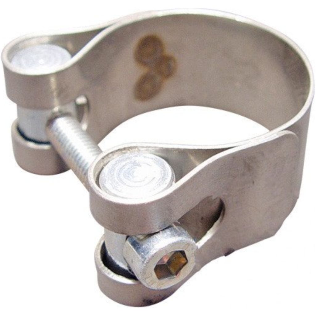Auspuffschelle LeoVince Auspuff-Ersatzteil Klemme Auspuffhalterung, Edelstahl, Ø 45mm für Yamaha XJ S Diversion XV Virago / Moto Guzzi T3 Kawasak...