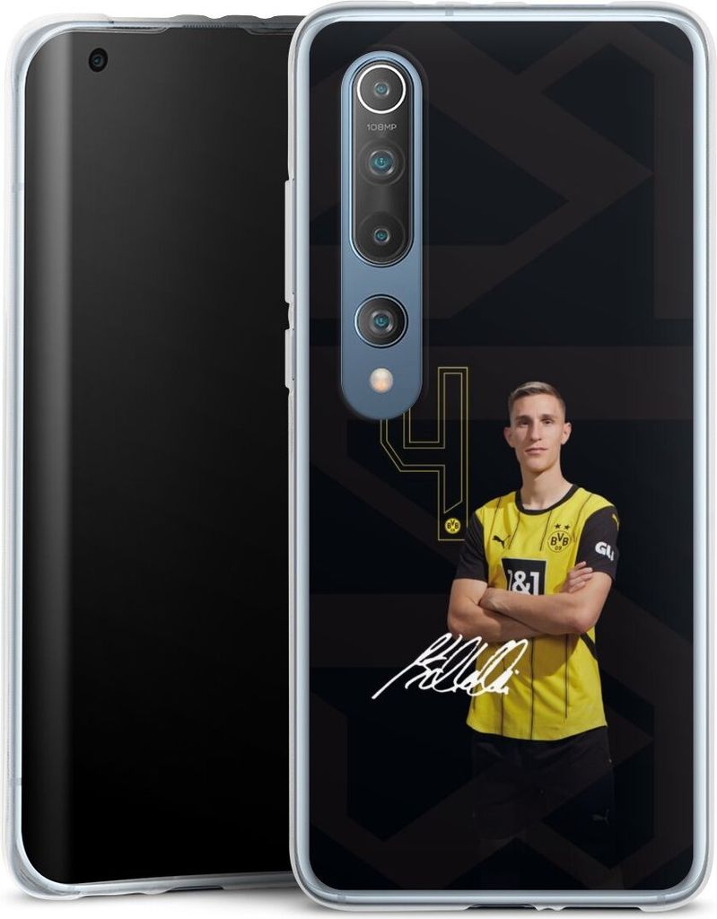 DeinDesign Handyhülle für Xiaomi Mi 10 Silikon Hülle Case Smartphone Schutzhülle Borussia Dortmund Offizielles Lizenzprodukt Nico Schlotterbeck