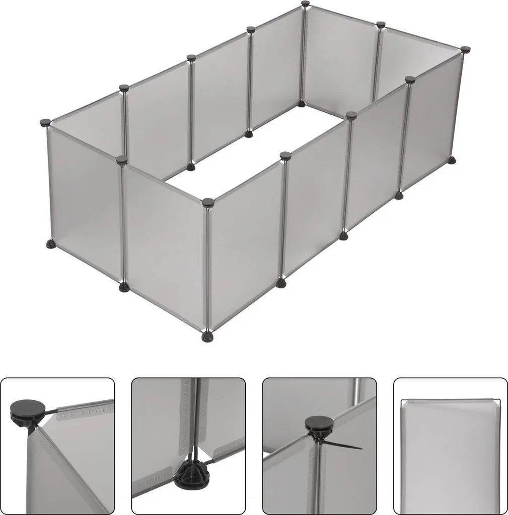 Enclos intérieur pour chatons et chiots modulable Happyment Gris