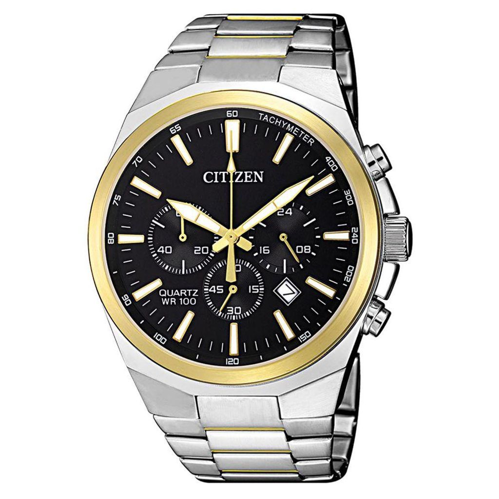 A studio shot of a men's wristwatch.