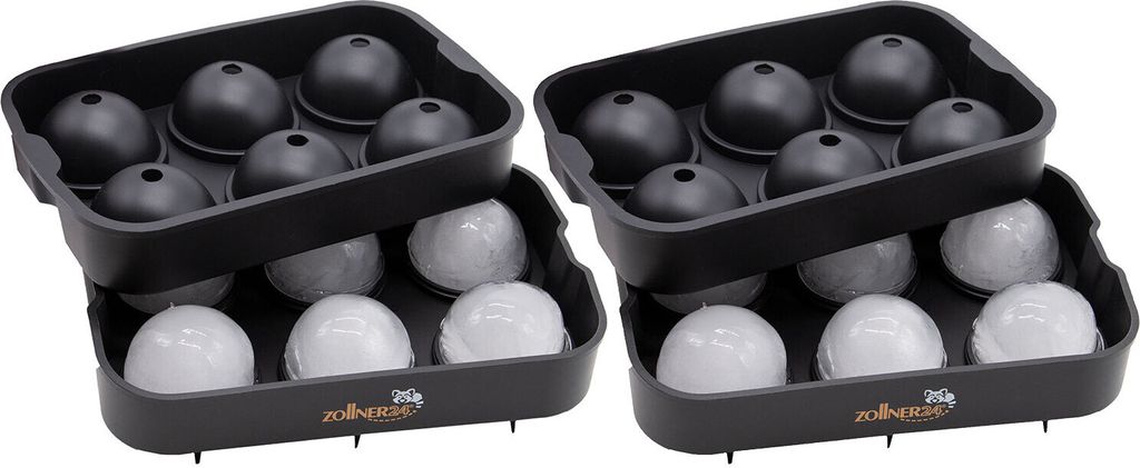 2er Set Eiswürfelform Silikon, Kugel 4,5 cm, schwarz Produktbild 1
