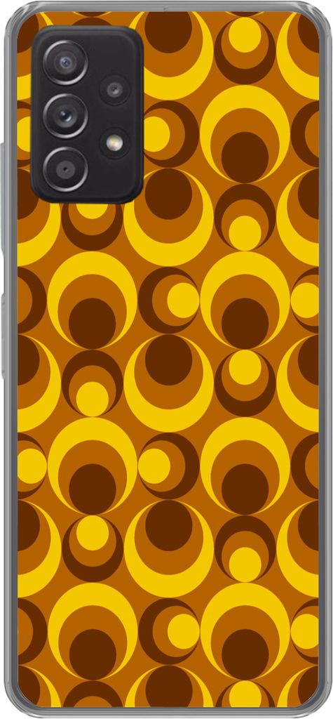 MuchoWow Handyhülle Schutzhülle Hülle für Telefoonhoesje Samsung galaxy a73 Muster - Retro - Braun - Gelb Silikon Softcase Handy Hülle - Han...