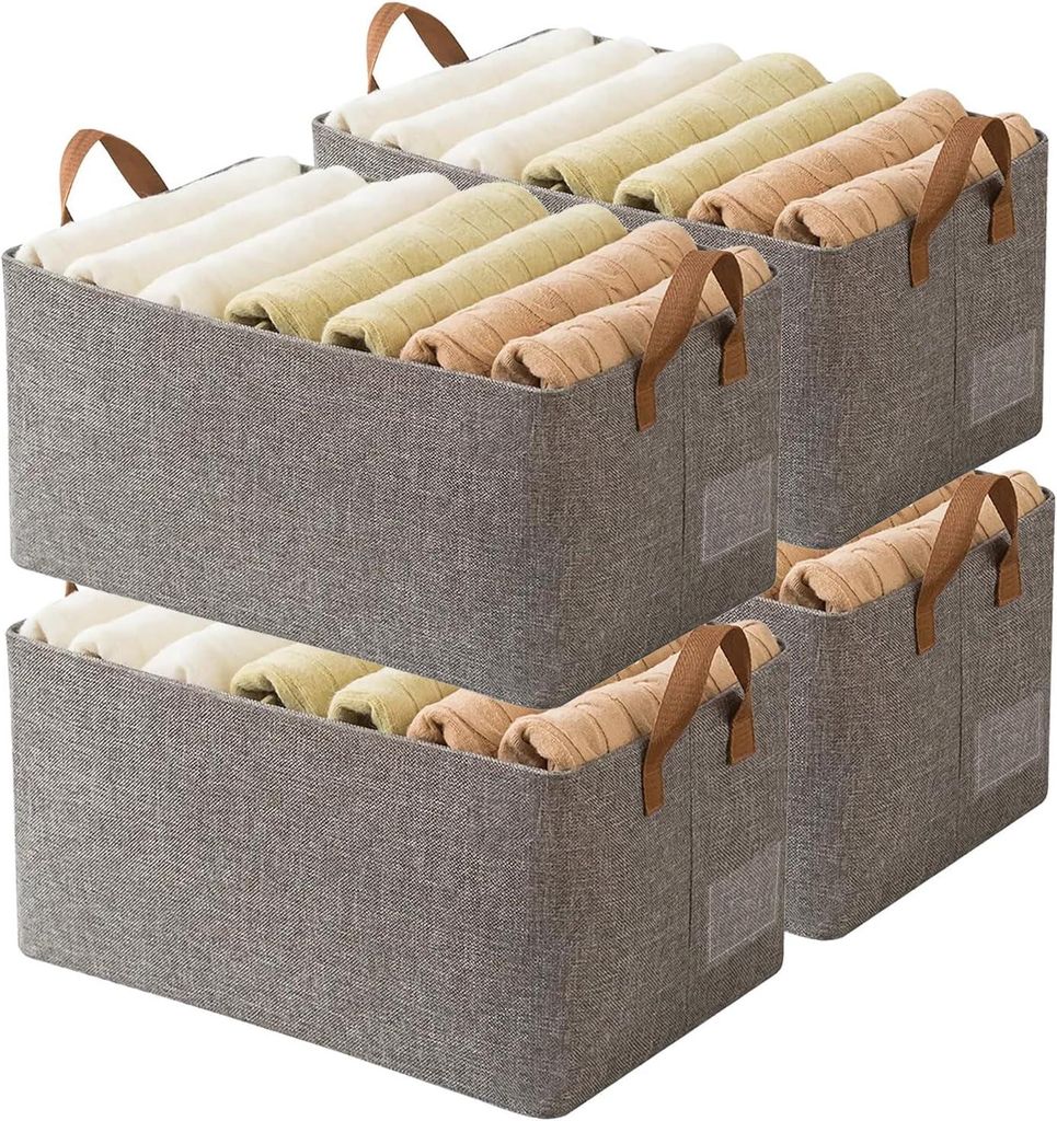 Stoff Körbe Aufbewahrung für Kleiderschrank, Faltbare Aufbewahrungsbox für Schrank, Stapelbar Kleidung Korb 4 Stück Oxford Boxen Aufbewahrung, ...
