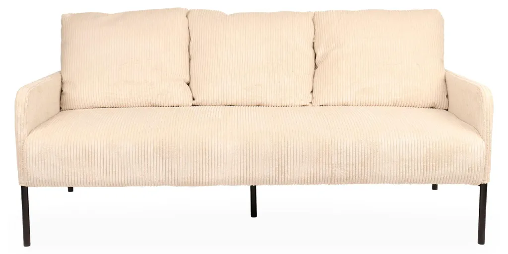 Canapé velours côtelé beige 3 places Manuelo avec assise grand confort